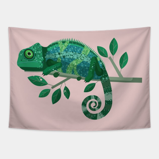 Funny Chameleon Tapestry by Happy Art Designs