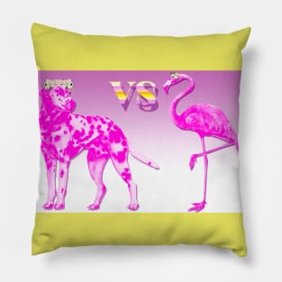 VS - Pink Dalmatian Flamingo go Floral Pillow