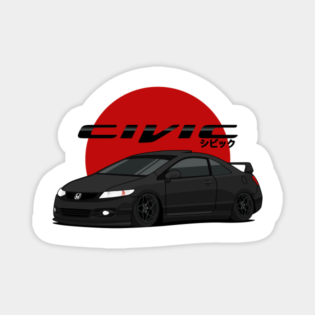 Civic si black T-shirt Magnet by masjestudio