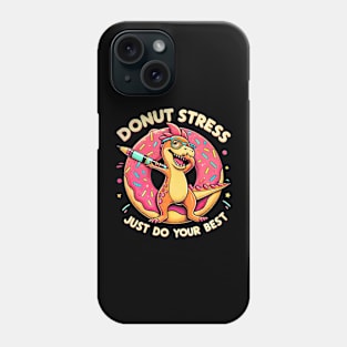 Rex Dinosaur Donut Stress Best Teacher Test day Phone Case