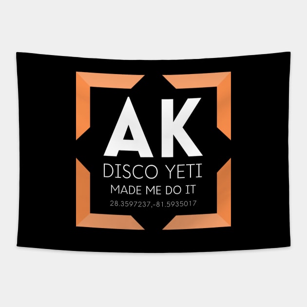 AK Disco Yeti Made Me Do It- Orange Tapestry by Love Of Mouse