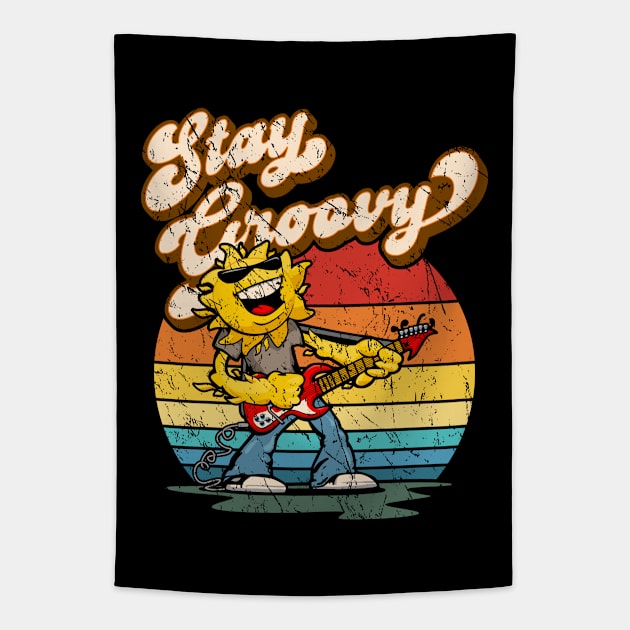 Stay Groovy Retro Rockin’ Summer Sun Tapestry by hobrath