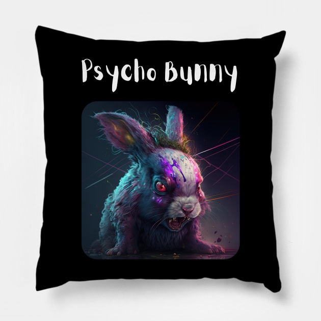 Psycho Bunny - Some days are not good days Pillow by AI-datamancer