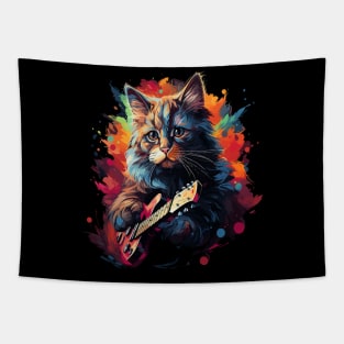 American Bobtail Playing Guitar Tapestry