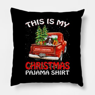 This Is My Christmas Pajama Shirt English Springer Spaniel Truck Tree Pillow
