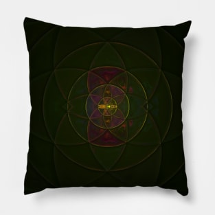 Mosaic Kaleidoscope Flower Yellow Black and Red Pillow