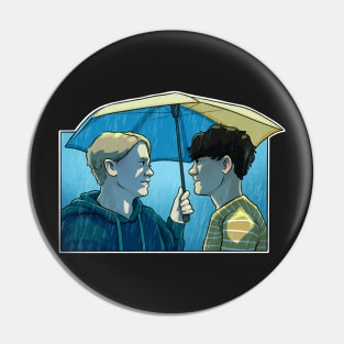 Nick and Charlie - heartstopper drawing - rain Pin