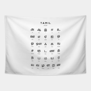 Tamil Alphabet Language Learning Chart, White Tapestry