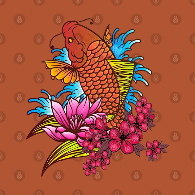 Cute Koi Animals Japanese by JeffDesign