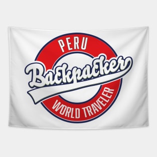 peru backpacker world traveler logo. Tapestry