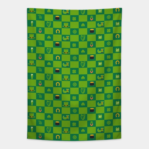 St Patrick's Day Checkered Pattern Tapestry by shallotman