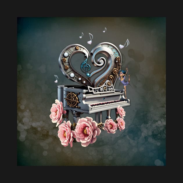 Steampunk piano with heart by Nicky2342