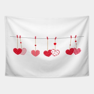 Happy Valentine's Day with hanging love Valentine's hearts Tapestry