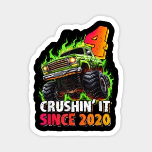 Monster Truck 4 Year Old Boys 4th Birthday Party Born 2020 Magnet