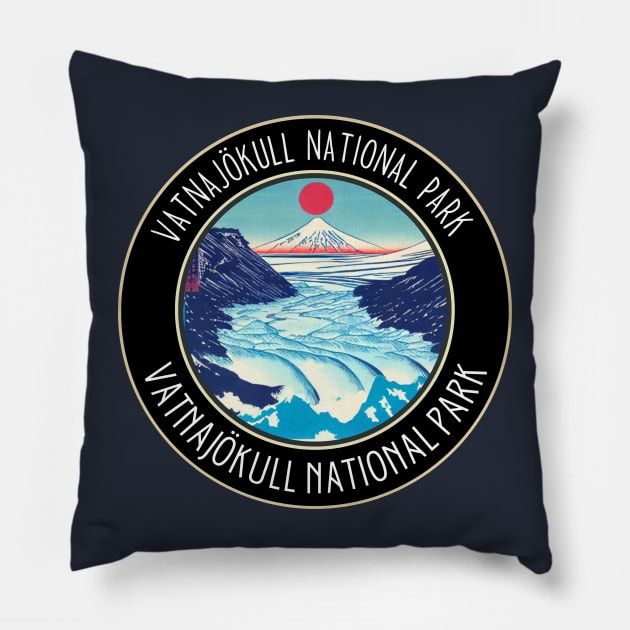 Vatnajökull National Park in Japanese Vibes Pillow by Mochabonk