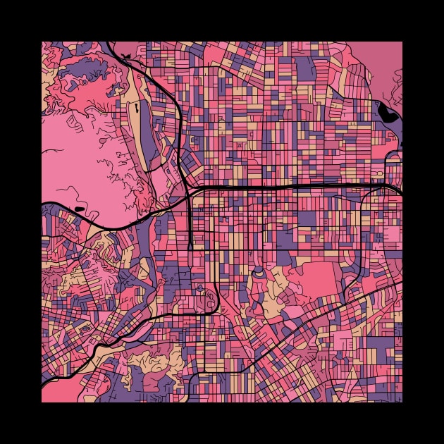 Pasadena Map Pattern in Purple & Pink by PatternMaps