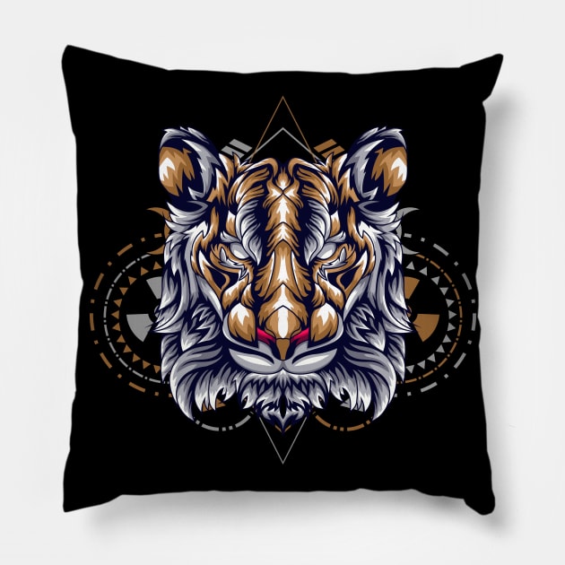 tiger cartoon Pillow by SHINIGAMII