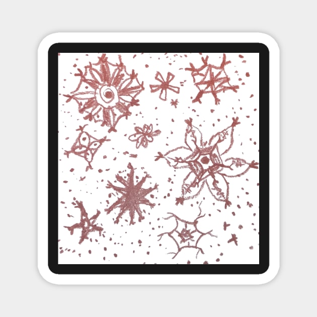 Rough Red Snowflakes Magnet by HeartonSleeves