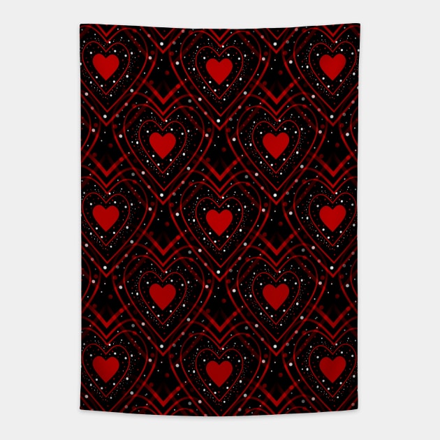 BLACK And Red Hearts Happy Valentines Day Tapestry by SartorisArt1