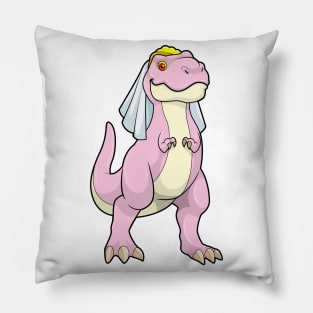 Dinosaur as Bride at Wedding with Veil Pillow