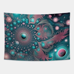 Other Worldly Designs- nebulas, stars, galaxies, planets with feathers Tapestry