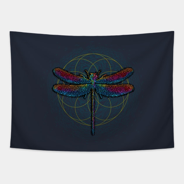 Dragonfly Flow Field Tapestry by Mikewirthart