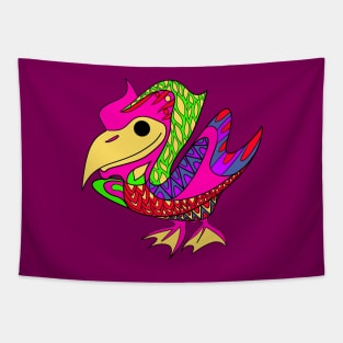 pelican bird in mayan pattern geometry ecopop Tapestry