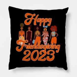Happy Friendsgiving 2023 African American Women Pillow