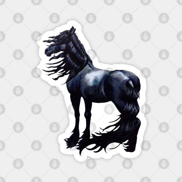 Windswept Friesian Stallion Magnet by Lady Lilac