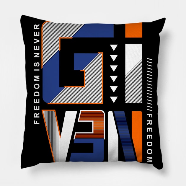 Typography about freedom Pillow by Choulous79