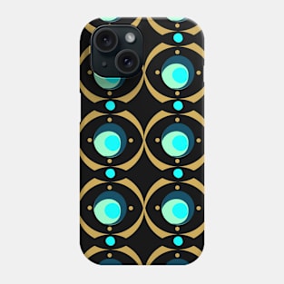 Beads and Scallops Repeat Gold on Black Phone Case