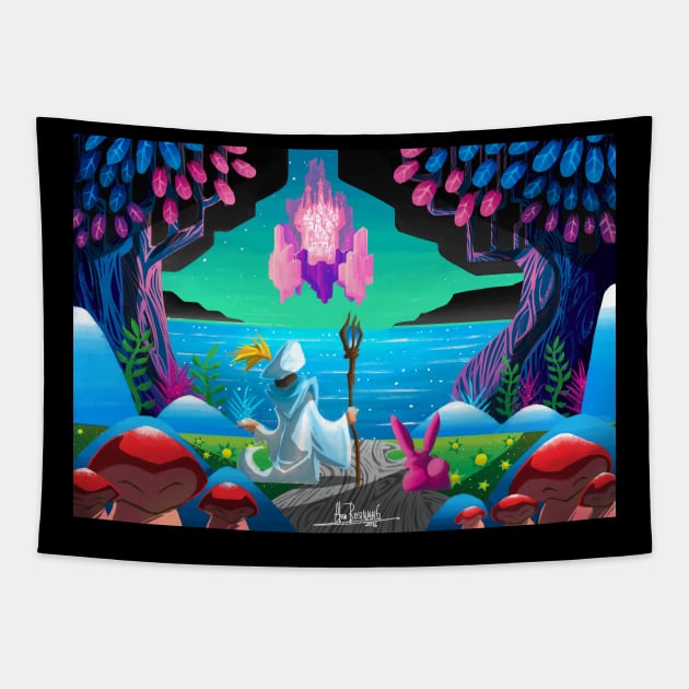 The Sorcerer and the Floating Castle Tapestry by Glen Bosiwang Pop Culture Bonanza!