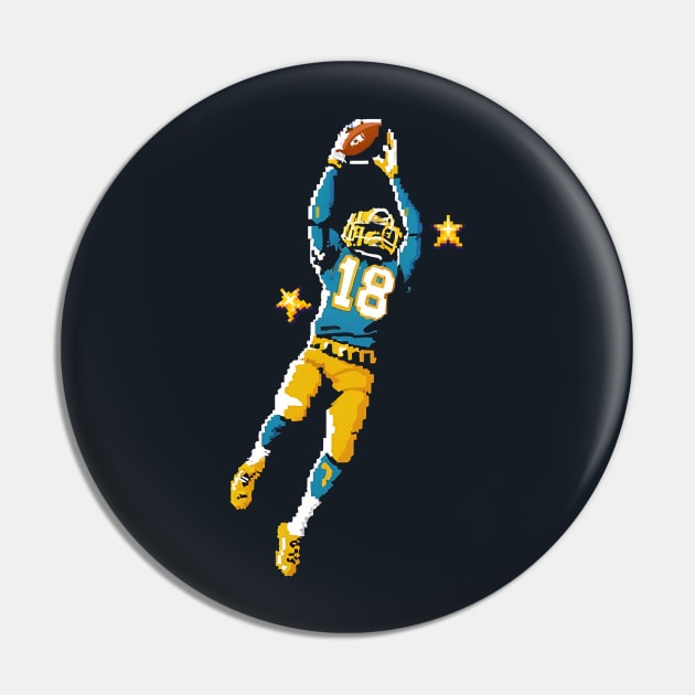 Vintage Pixelated American Football Player Catching Ball Illustration Pin by Tecnofa