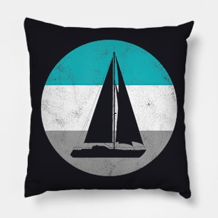 Sailboat Sailing Retro Pillow