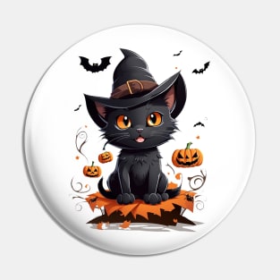 Black cat Halloween Pin