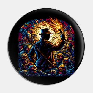Torch-Wielding Explorer Amongst the Undying - Stained Glass - Adventure Pin