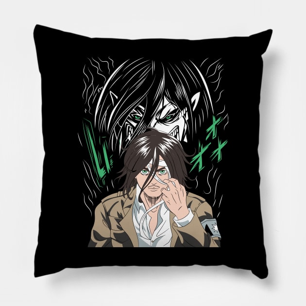 Eren Yeager Anime Fanart Pillow by Planet of Tees
