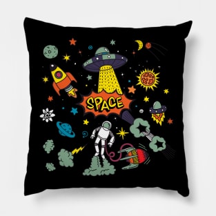 Space Elements Illustration Pillow