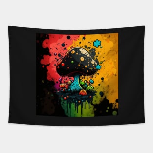 Cosmic Mushroom Splatter Paint Tapestry