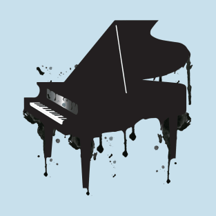 Grand piano. Watercolour with drips, T-Shirt