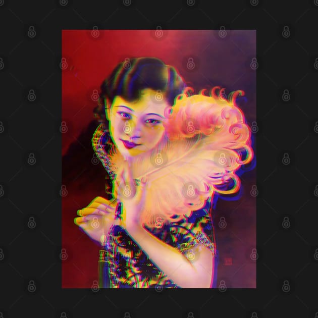 Vintage look chinese girl and feather by Blacklinesw9