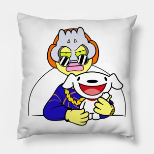 Dope Slluks character with his dog posing illustration Pillow