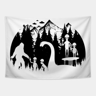 Bigfoot Loch Ness Monster And ALiens Tapestry