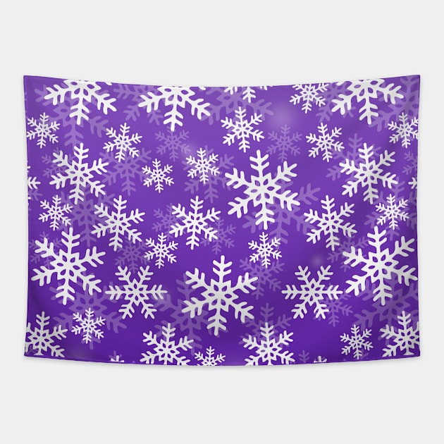 Purple and White Snowflakes Tapestry by Ayoub14