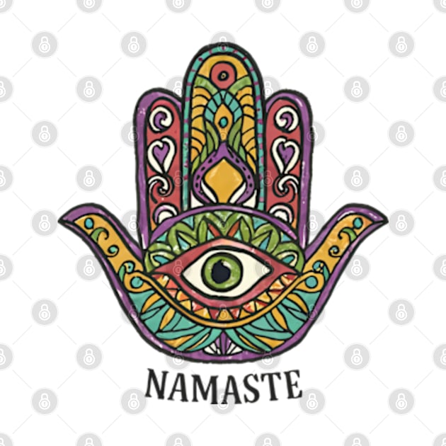 Namaste - Hamsa hand by Neon Galaxia