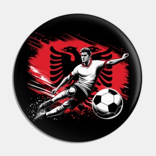 Dynamic Albania Soccer Star in Action - Vector Design Pin