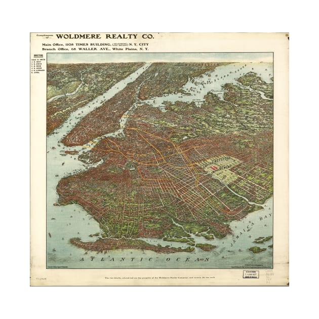 Vintage Map of Brooklyn NY (1908) by Bravuramedia