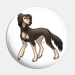 Dog - Saluki - Feathered Black and Tan Pin