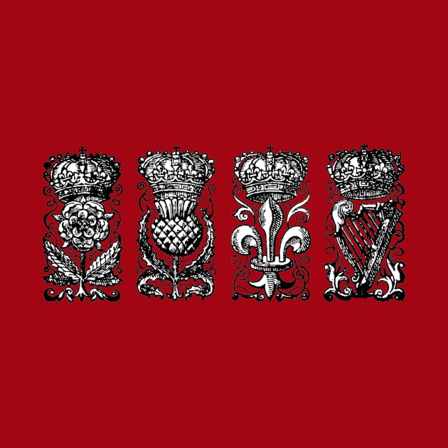 Emblems of the Four Kingdoms - England, Scotland, France and Ireland by Pixelchicken