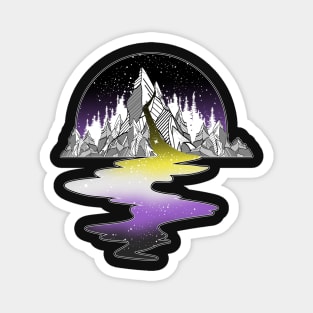 Nonbinary Flag Mountain River Magnet